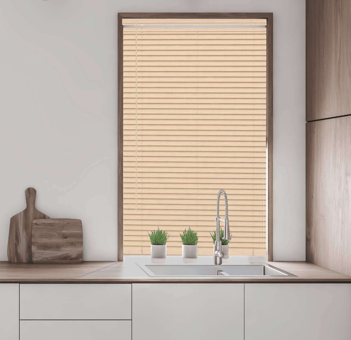 Wood Grain PVC 25mm Venetian Blinds - Natural