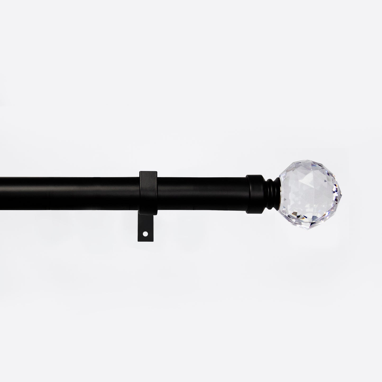 Metal Curtain Poles - Black, Crystal Finials