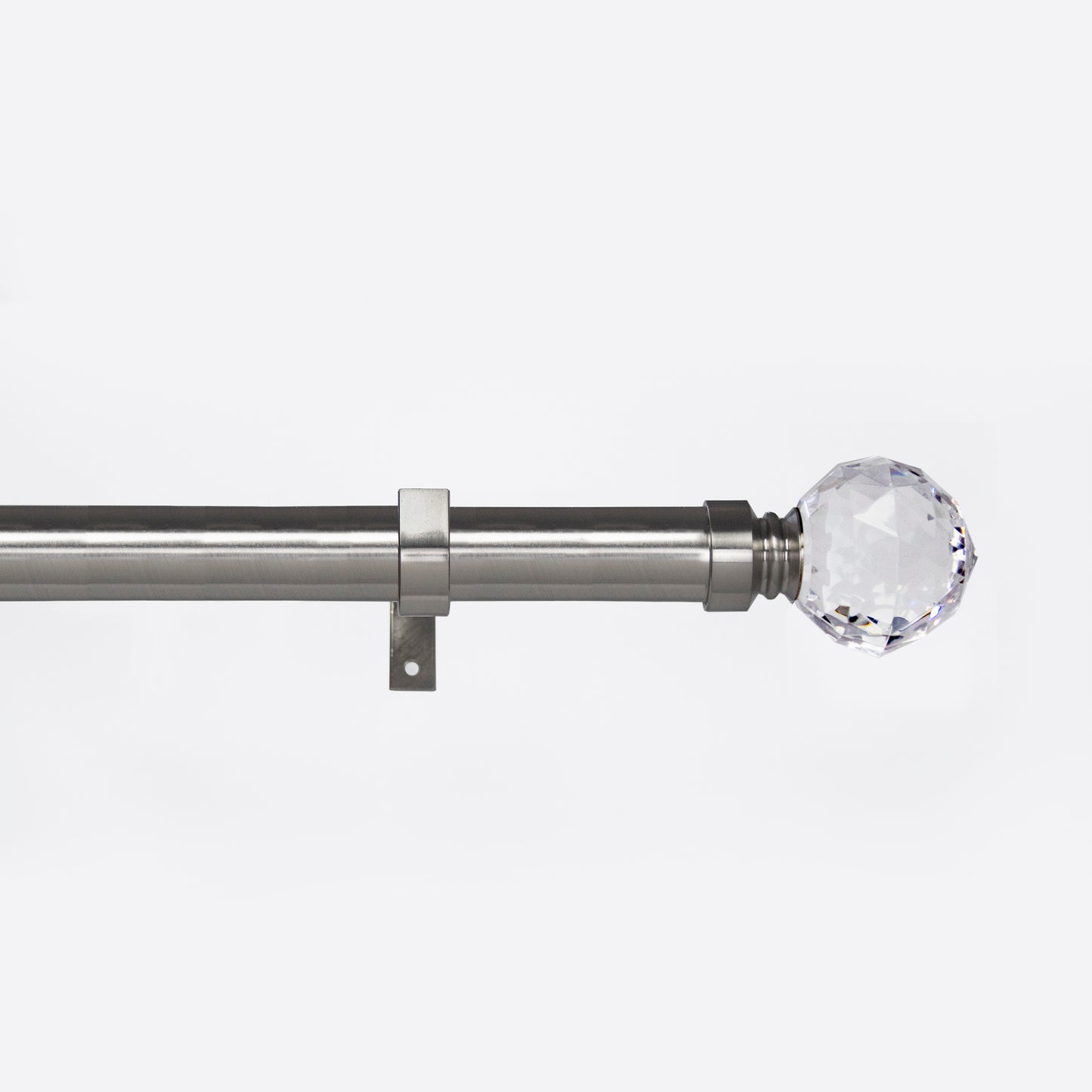 Metal Curtain Poles - Brushed Chrome, Crystal Finials