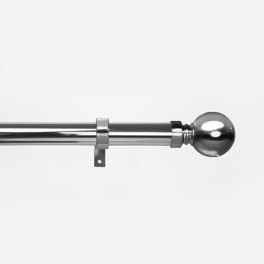 Metal Curtain Poles - Polished Chrome, Ball Finials