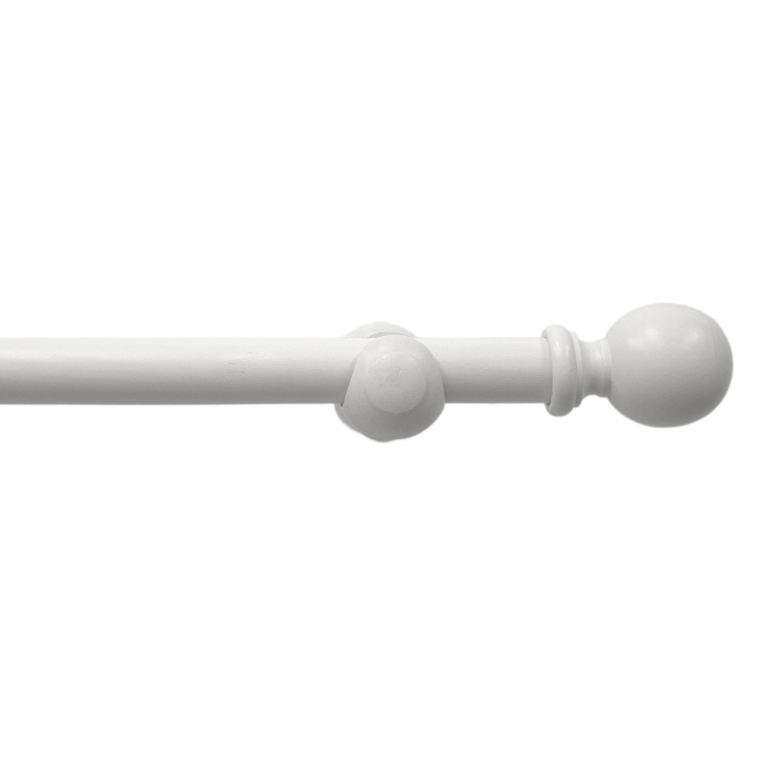 Wooden Curtain Pole - White