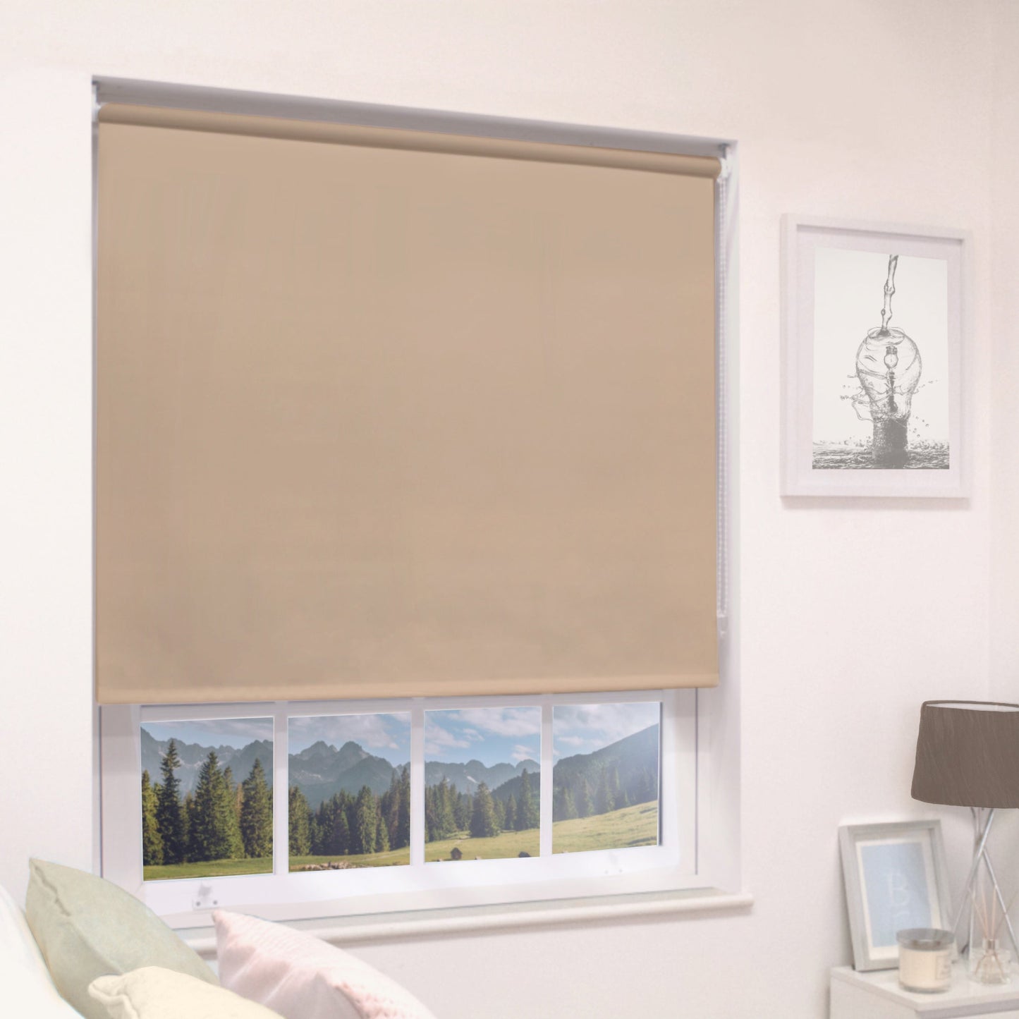MTM No Drill Blackout Roller Blind Cappuccino