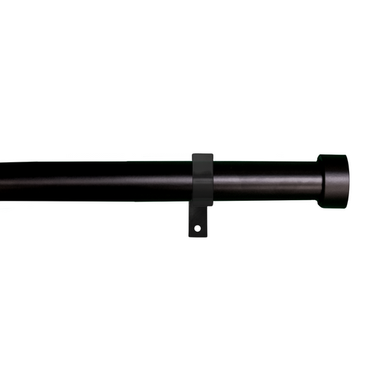 Metal Curtain Poles - Black, Flat Finials