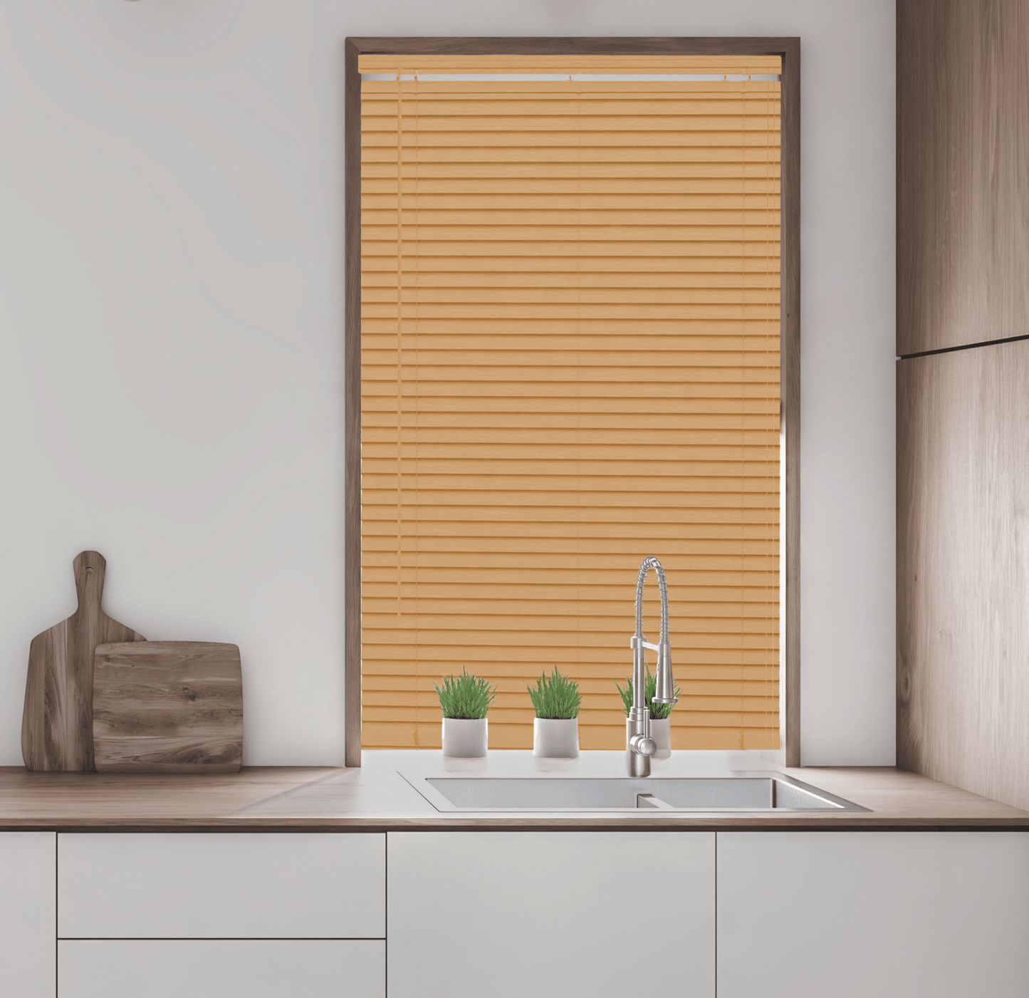 Wood Grain PVC 25mm Venetian Blinds - Teak