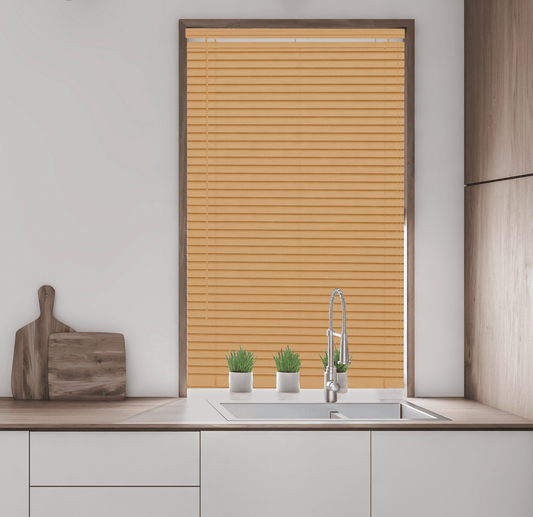Wood Grain PVC 25mm Venetian Blinds - Teak