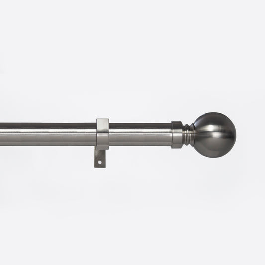 Metal Curtain Poles - Brushed Chrome, Ball Finials