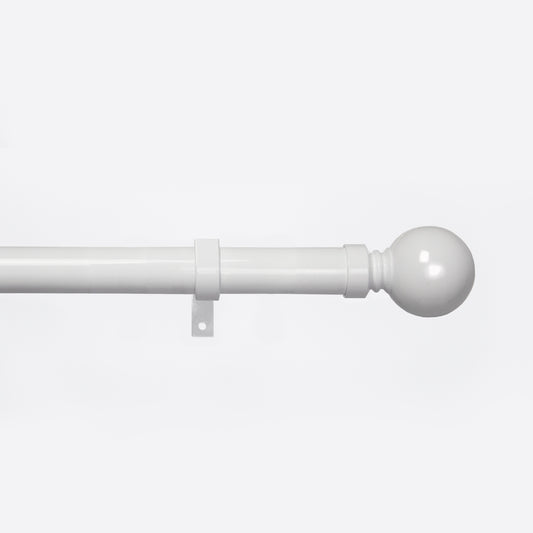Metal Curtain Poles - White, Ball Finials