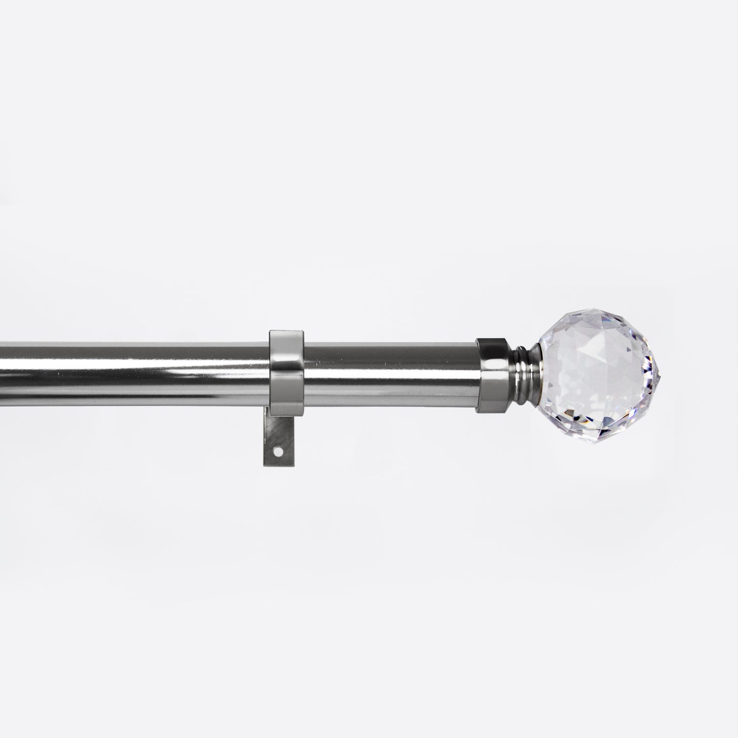 Metal Curtain Poles - Polished Chrome, Crystal Finials