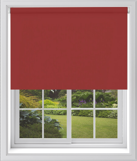 No Drill Blackout Roller Blind Red