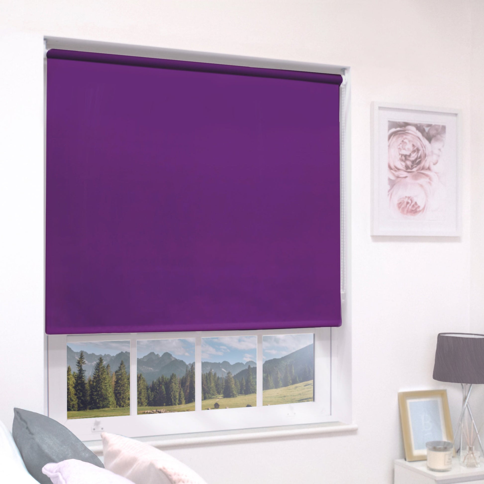 MTM No Drill Blackout Roller Blind Aubergine