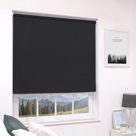 MTM No Drill Blackout Roller Blind Black