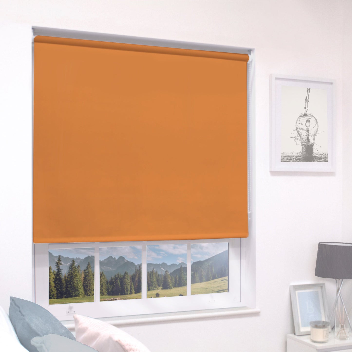 MTM No Drill Blackout Roller Blind Burnt Orange