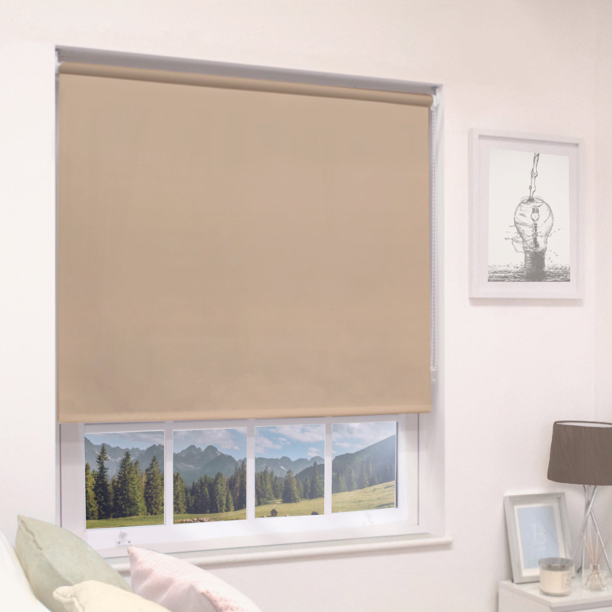MTM No Drill Blackout Roller Blind Cappuccino