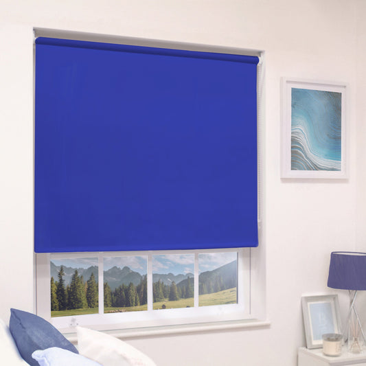 MTM No Drill Blackout Roller Blind Electric Blue