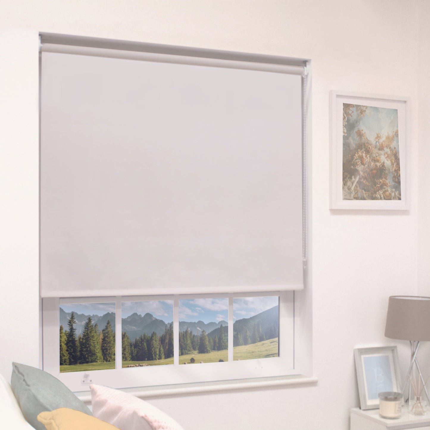 MTM No Drill Blackout Roller Blind Natural