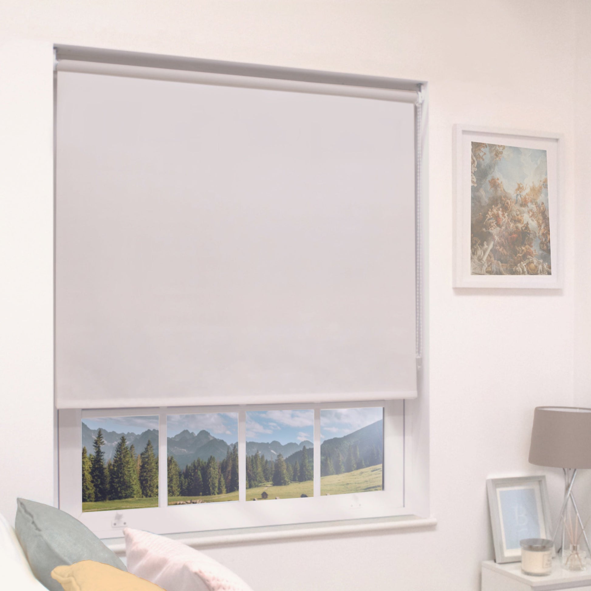 MTM No Drill Blackout Roller Blind Natural