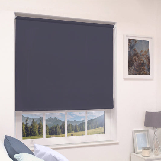 MTM No Drill Blackout Roller Blind Navy