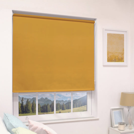 MTM No Drill Blackout Roller Blind Ochre