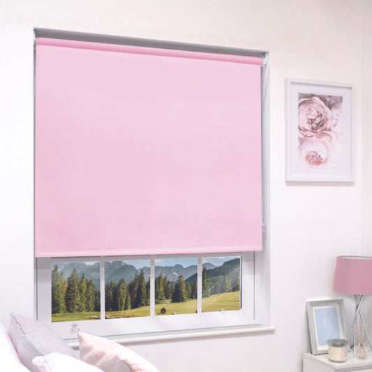 MTM No Drill Blackout Roller Blind Pink