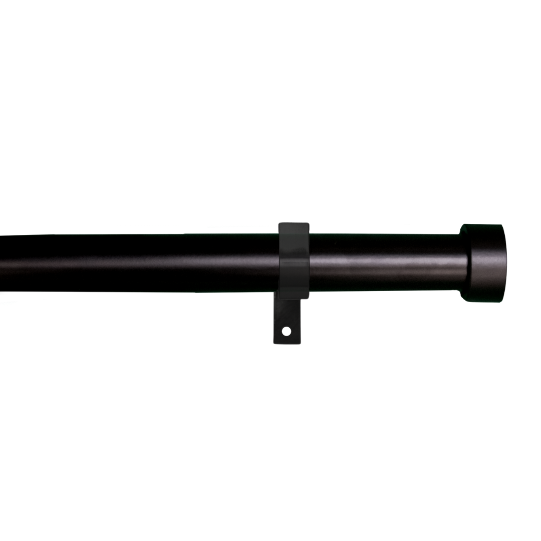Metal Curtain Poles - Black, Flat Finials