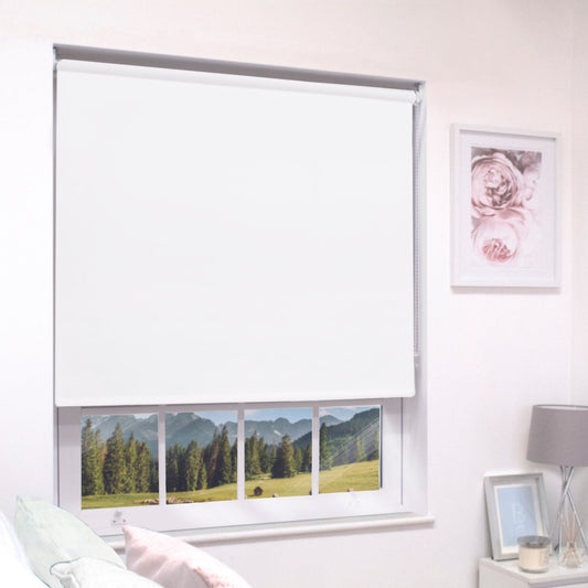 MTM No Drill Blackout Roller Blind White