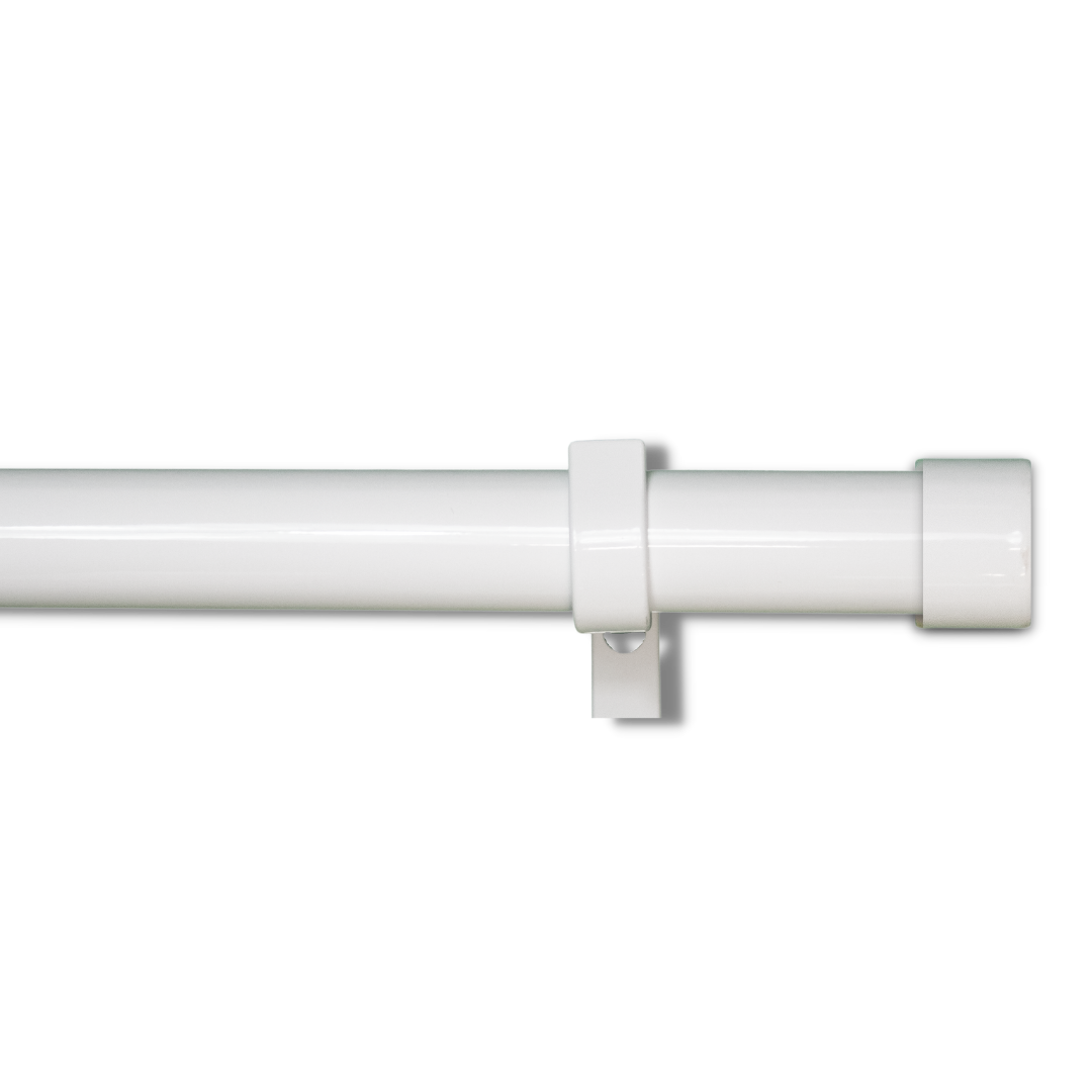Metal Curtain Poles - White, Flat Finials